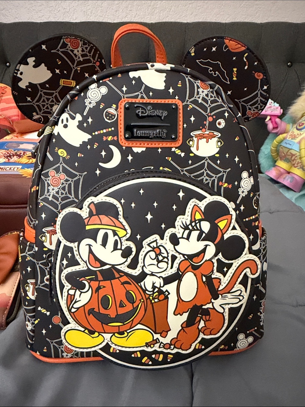 Loungefly Halloween Mickey & Minnie Black Mini Backpack